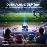 Aurzen Boom Mini 4-in-1 smart beamer met Google TV, 10.000+ apps, 4K ondersteunt projector, 20W DoIby Audio, 500 ANSI projector, autofocus en trapeziumcorrectie, wifi/Bluetooth thuisbioscoop buiten