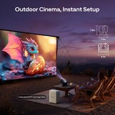 Aurzen Boom Mini 4-in-1 smart beamer met Google TV, 10.000+ apps, 4K ondersteunt projector, 20W DoIby Audio, 500 ANSI projector, autofocus en trapeziumcorrectie, wifi/Bluetooth thuisbioscoop buiten