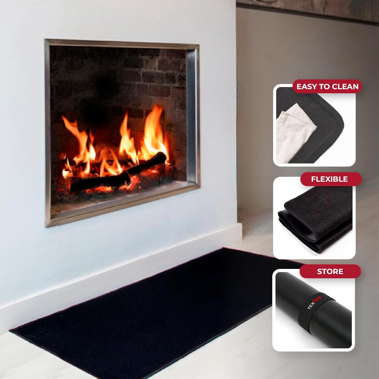 Vlamvertragende Haardmat Grijs 100x150cm - 48% Korting!