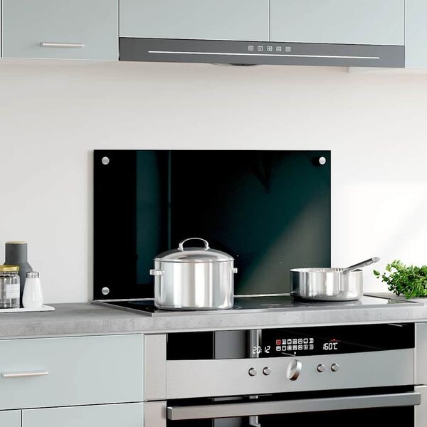 vidaXL Keuken Spatscherm 70x40 cm Gehard Glas Zwart - 58% Korting