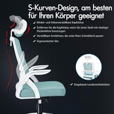 ALFORDSON bureaustoel met lendensteun voor thuiswerkplek, computerstoel met mesh bekleding, hoofdsteun, opklapbare armleuningen, kantelbare en draaibare bureaustoel, Arco, cyaan