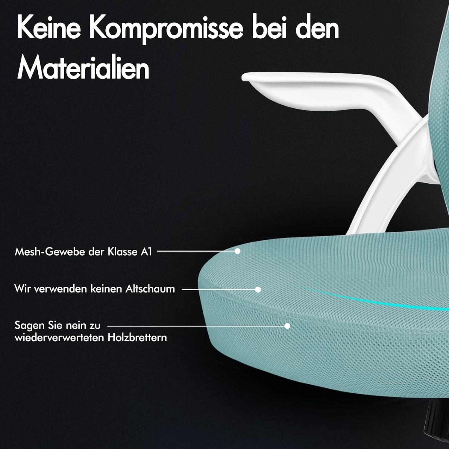 ALFORDSON bureaustoel met lendensteun voor thuiswerkplek, computerstoel met mesh bekleding, hoofdsteun, opklapbare armleuningen, kantelbare en draaibare bureaustoel, Arco, cyaan