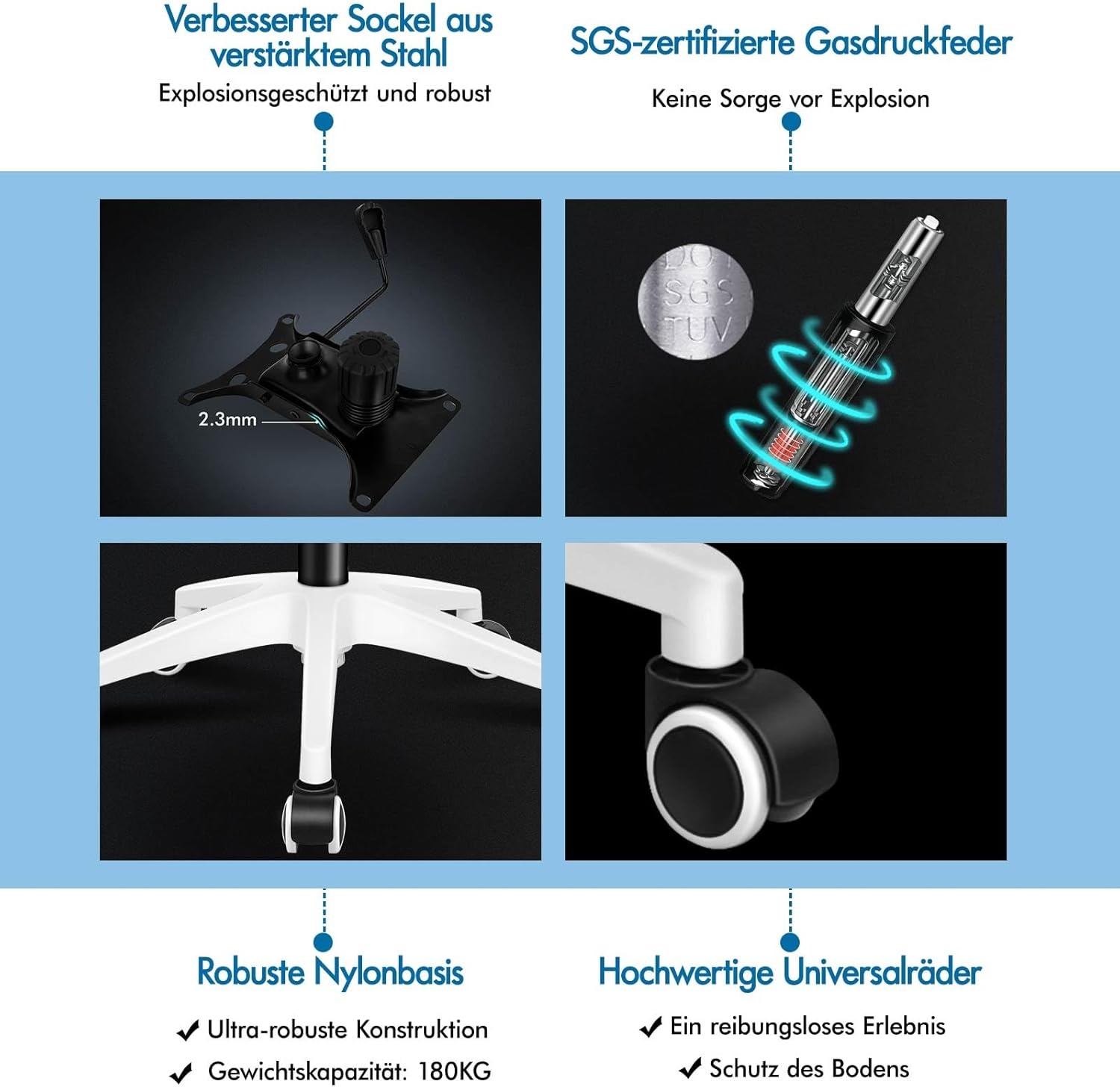 ALFORDSON bureaustoel met lendensteun voor thuiswerkplek, computerstoel met mesh bekleding, hoofdsteun, opklapbare armleuningen, kantelbare en draaibare bureaustoel, Arco, cyaan