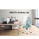 ALFORDSON bureaustoel met lendensteun voor thuiswerkplek, computerstoel met mesh bekleding, hoofdsteun, opklapbare armleuningen, kantelbare en draaibare bureaustoel, Arco, cyaan