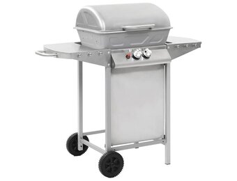 vidaXL Gasbarbecue en grill met 2 kookzones roestvrij staal zilver