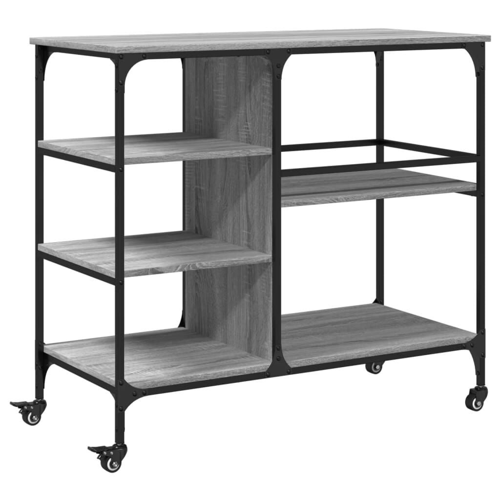 vidaXL Keukentrolley 100x45x89,5 cm Grijs Sonoma Eiken (63% Korting)