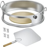 Onlyfire BRK-6023 RVS PizzaRing Set van kogelbarbecue pizzaset met pizzaschep, pizzasteen en thermometer voor Weber 57 cm Kugelgrills houtskoolgrill