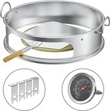 Onlyfire BRK-6023 RVS PizzaRing Set van kogelbarbecue pizzaset met pizzaschep, pizzasteen en thermometer voor Weber 57 cm Kugelgrills houtskoolgrill