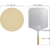 Onlyfire BRK-6023 RVS PizzaRing Set van kogelbarbecue pizzaset met pizzaschep, pizzasteen en thermometer voor Weber 57 cm Kugelgrills houtskoolgrill