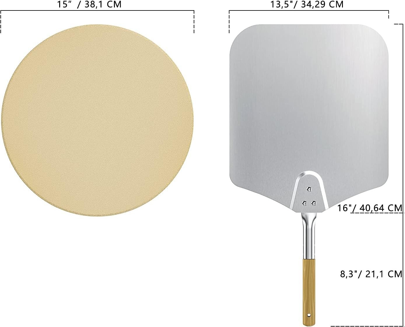 Onlyfire BRK-6023 RVS PizzaRing Set van kogelbarbecue pizzaset met pizzaschep, pizzasteen en thermometer voor Weber 57 cm Kugelgrills houtskoolgrill