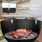 Onlyfire BRK-6023 RVS PizzaRing Set van kogelbarbecue pizzaset met pizzaschep, pizzasteen en thermometer voor Weber 57 cm Kugelgrills houtskoolgrill