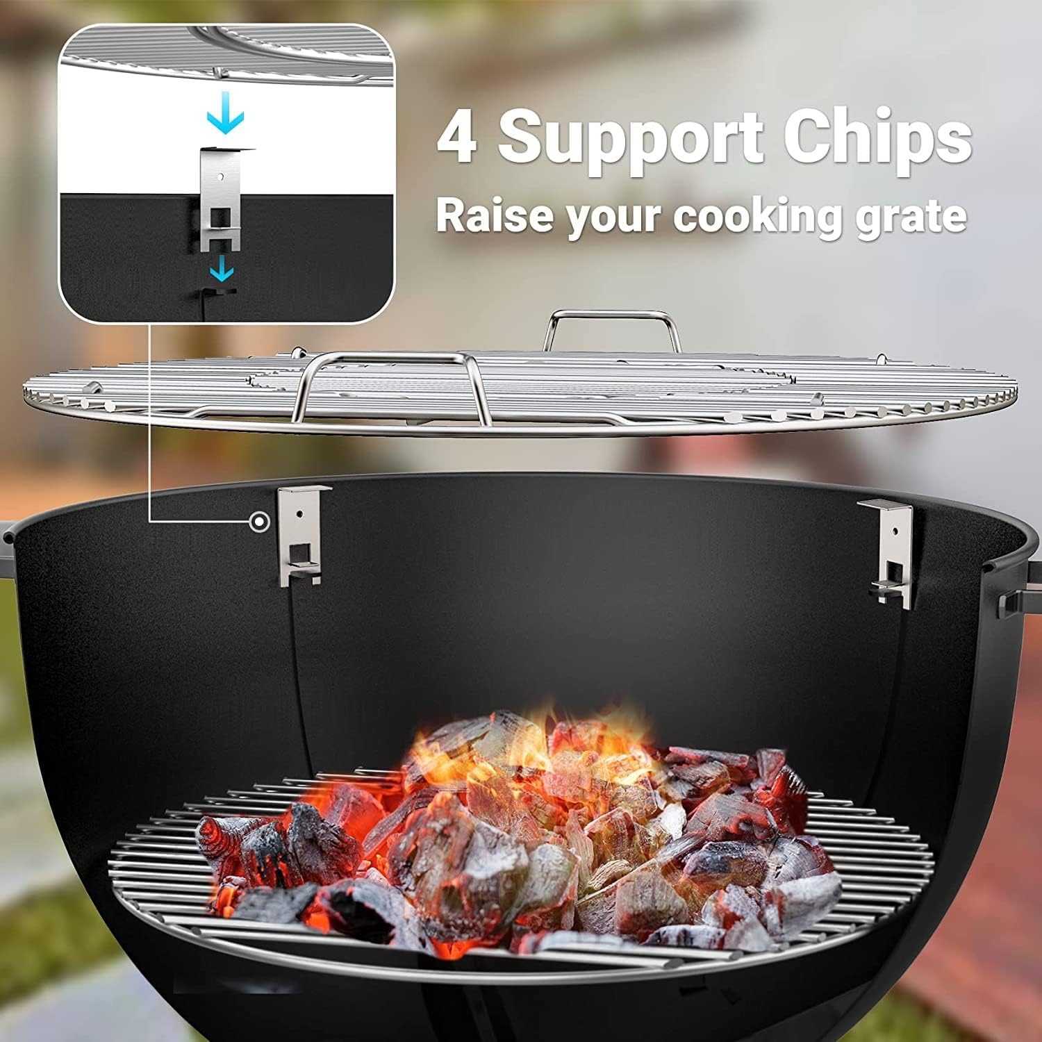 Onlyfire BRK-6023 RVS PizzaRing Set van kogelbarbecue pizzaset met pizzaschep, pizzasteen en thermometer voor Weber 57 cm Kugelgrills houtskoolgrill