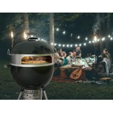 Onlyfire BRK-6023 RVS PizzaRing Set van kogelbarbecue pizzaset met pizzaschep, pizzasteen en thermometer voor Weber 57 cm Kugelgrills houtskoolgrill