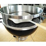 Onlyfire BRK-6023 RVS PizzaRing Set van kogelbarbecue pizzaset met pizzaschep, pizzasteen en thermometer voor Weber 57 cm Kugelgrills houtskoolgrill