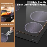 NOXTON Keramische kookplaten 4 platen 60cm，Inbouw, Zwarte glazen kookplaat, Aanraakbediening, Kinderslot, Oververhittingsindicator, Timer van 1-90 minuten