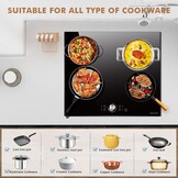 NOXTON Keramische kookplaten 4 platen 60cm，Inbouw, Zwarte glazen kookplaat, Aanraakbediening, Kinderslot, Oververhittingsindicator, Timer van 1-90 minuten