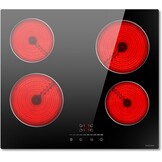 NOXTON Keramische kookplaten 4 platen 60cm，Inbouw, Zwarte glazen kookplaat, Aanraakbediening, Kinderslot, Oververhittingsindicator, Timer van 1-90 minuten