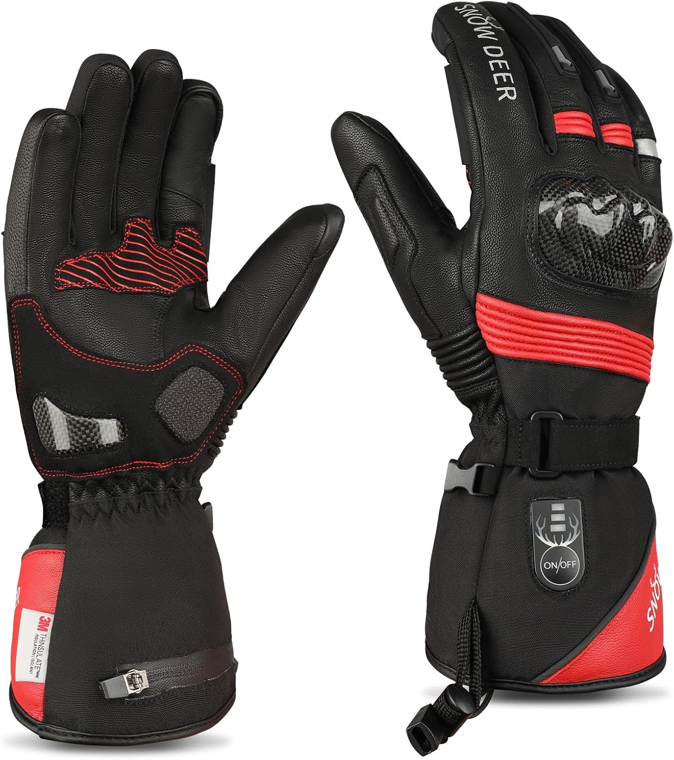 Verwarmde motorhandschoenen, 7.4V 2200MAH Elektrische Oplaadbare Batterij Waterdichte Rijhandschoenen Mannen Vrouwen voor Winter Fietsen Fietsen Ski Sneeuw Geïsoleerde Handwarmer Moto Handschoenen