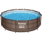 Bestway Steel Pro Max Frame Pool Complete set Deluxe, rond, rotan-look, 366 x 100 cm