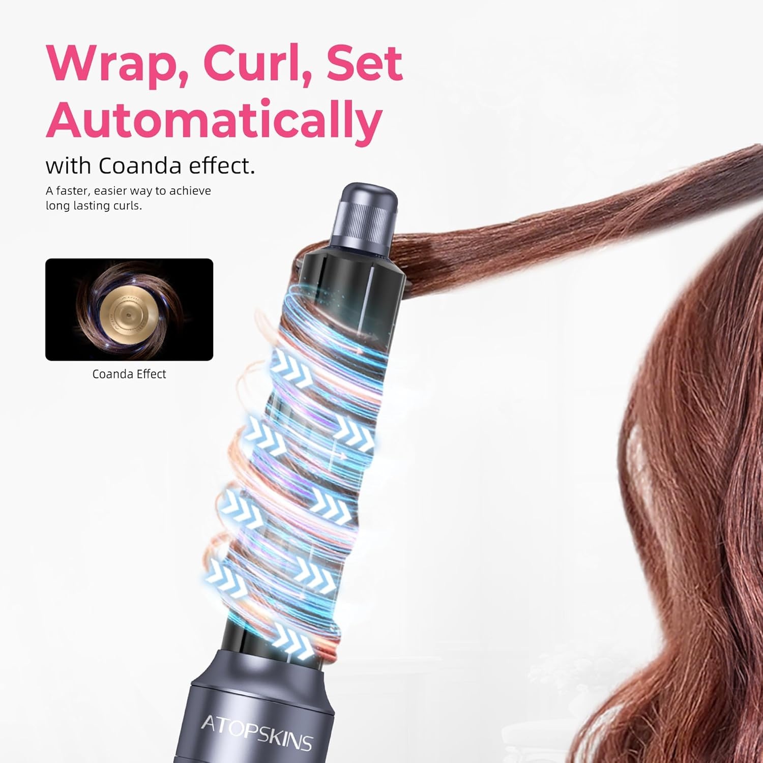 Atopskins Air Styler 6-in-1 Airbrush Pro haarstyler met haardroger, blaasborstel, föhnborstel, blaasborstel, krultang, voor drogen, krullen, gladmaken