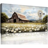 MHARTK66 Moderne Schilderijen Set van 3, Rode Bloemen Afbeelding op Canvas Woonkamer Muurdecoratie, Schilderij Kunstwerk voor Slaapkamer Badkamer Keuken