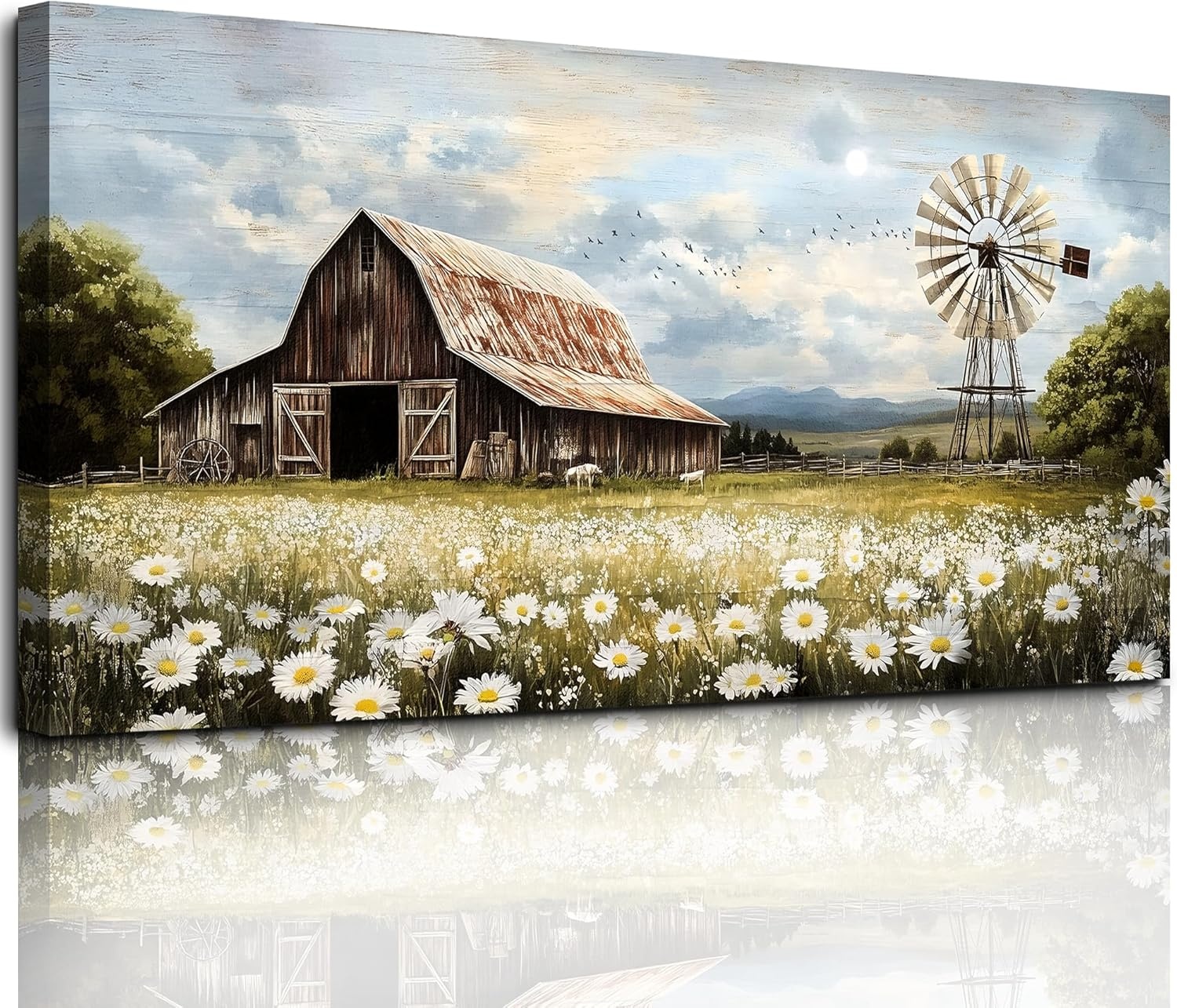 MHARTK66 Moderne Schilderijen Set van 3, Rode Bloemen Afbeelding op Canvas Woonkamer Muurdecoratie, Schilderij Kunstwerk voor Slaapkamer Badkamer Keuken