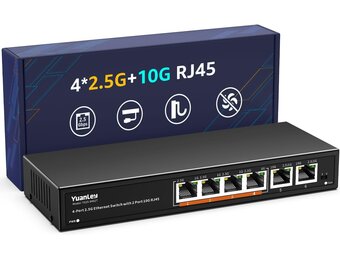 6-Poorts 10Gbps Niet-beheerde Netwerkswitch met 4x 2.5Gbps en 2x 10Gbps RJ45 Poorten