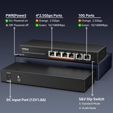 6-Poorts 10Gbps Niet-beheerde Netwerkswitch met 4x 2.5Gbps en 2x 10Gbps RJ45 Poorten