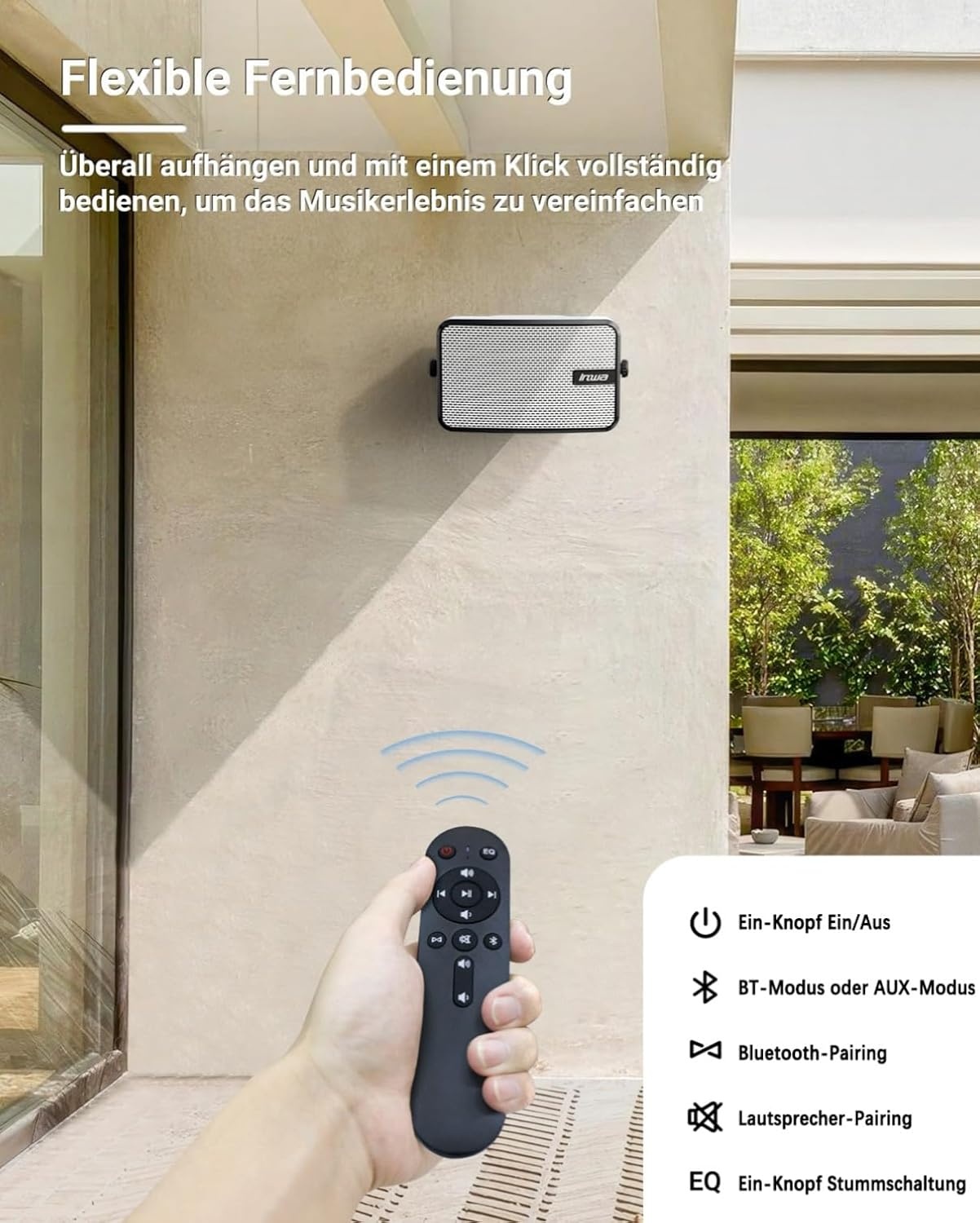 Inwa Bluetooth-Outdoorluidspreker, Draadloos Geluidssysteem voor Binnen en Buiten, IPX5-Waterdicht, 400W (2 Stuks, 2025 Nieuwe Bluetooth-Naam "Sync Speaker", RMS 40W)