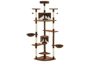 Kattenkrabpaal 203cm met Sisal | Bruin/Wit | 41% Korting