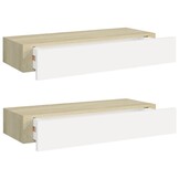 vidaXL Zwevende Wandschappen (2 st) met Lade - 60cm - 64% Korting!