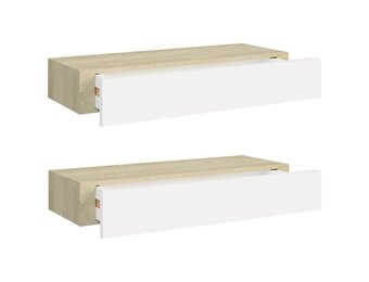 vidaXL Zwevende Wandschappen (2 st) met Lade - 60cm - 64% Korting!