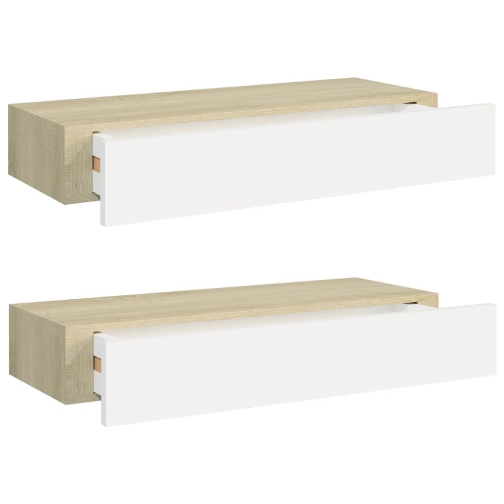 vidaXL Zwevende Wandschappen (2 st) met Lade - 60cm - 64% Korting!