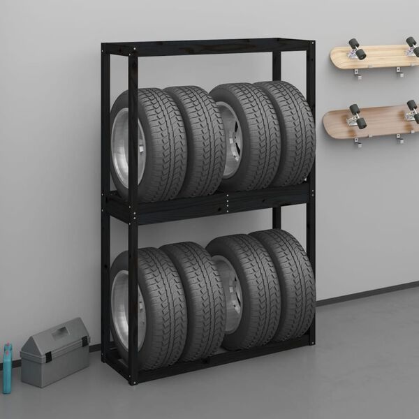vidaXL Bandenrek Grenenhout Zwart - 120x40x180 cm (61% Korting!)