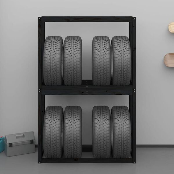 vidaXL Bandenrek Grenenhout Zwart - 120x40x180 cm (61% Korting!)