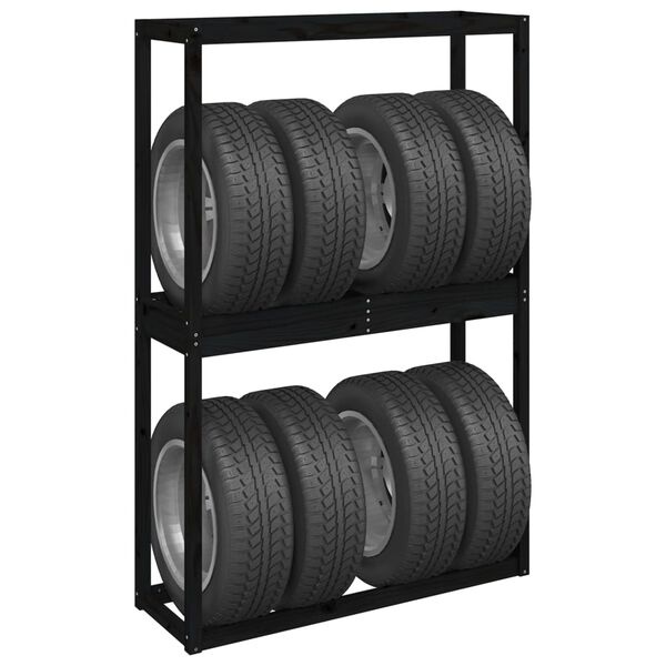 vidaXL Bandenrek Grenenhout Zwart - 120x40x180 cm (61% Korting!)