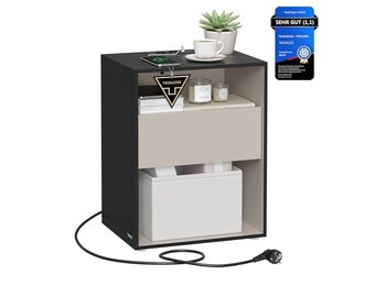 Ink Black Nachtkastje met Draadloze Oplader | 63% Korting