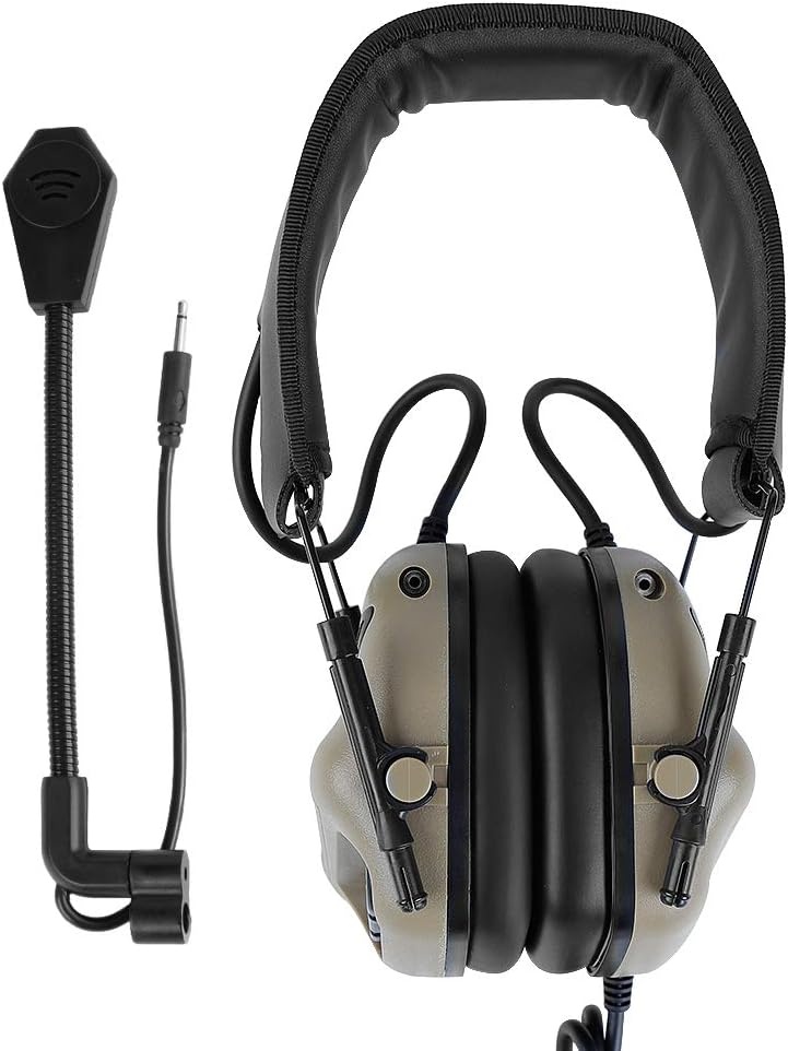 ATAIRSOFT Tactische Communicatie Headset met Microfoon - Waterproof - TAN