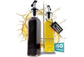 Olie- & Azijnflessen Set (2x 250ml) met Houder - 34% Korting