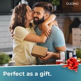 CUCINO azijn- en olieflessenset met praktische houder - olieflessen om te vullen met azijn en olijfolie, glazen oliefles met antidruppeltuit | 2x 250ml