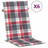 6x VidaXL Tuinstoelkussens Rood Ruit 120x50x3 cm - 61% Korting