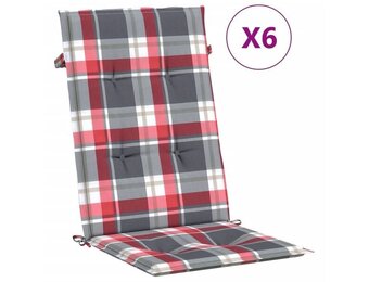6x VidaXL Tuinstoelkussens Rood Ruit 120x50x3 cm - 61% Korting