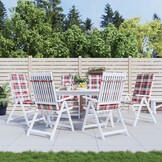 6x VidaXL Tuinstoelkussens Rood Ruit 120x50x3 cm - 61% Korting