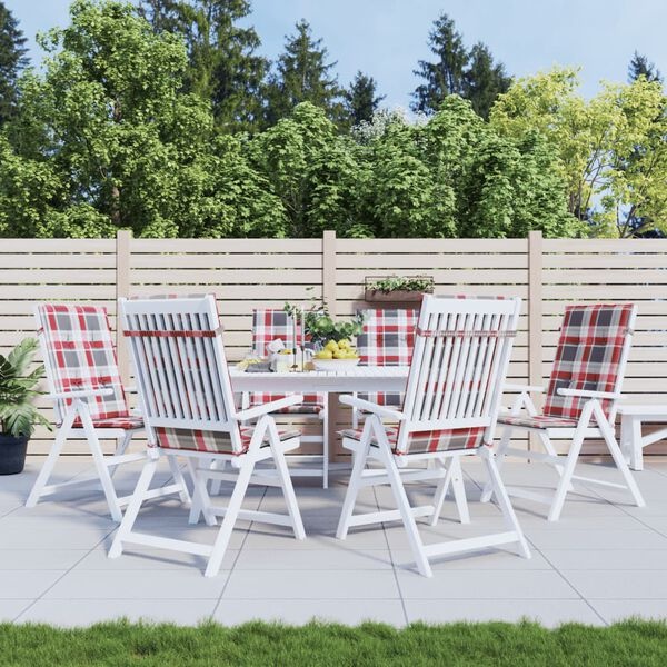 6x VidaXL Tuinstoelkussens Rood Ruit 120x50x3 cm - 61% Korting