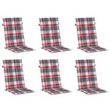 6x VidaXL Tuinstoelkussens Rood Ruit 120x50x3 cm - 61% Korting