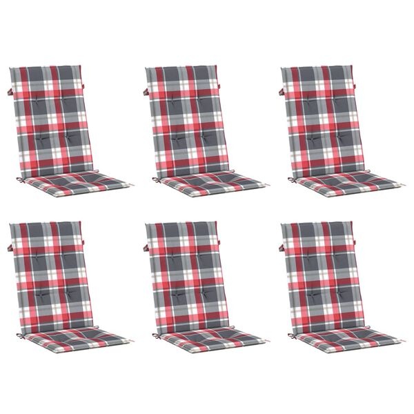6x VidaXL Tuinstoelkussens Rood Ruit 120x50x3 cm - 61% Korting