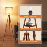 Dimbare Houten Tripod Vloerlamp met Plank & Afstandsbediening - 53% Korting!