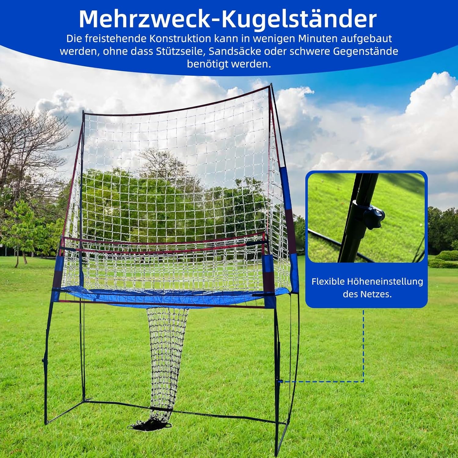 Volleybal Trainingsnet 51% Korting | Blauw, Hoogte Verstelbaar