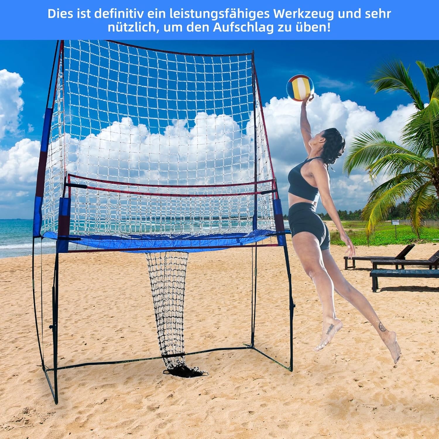 Verstelbaar Volleybal Trainingsnet Blauw - 34% Korting!