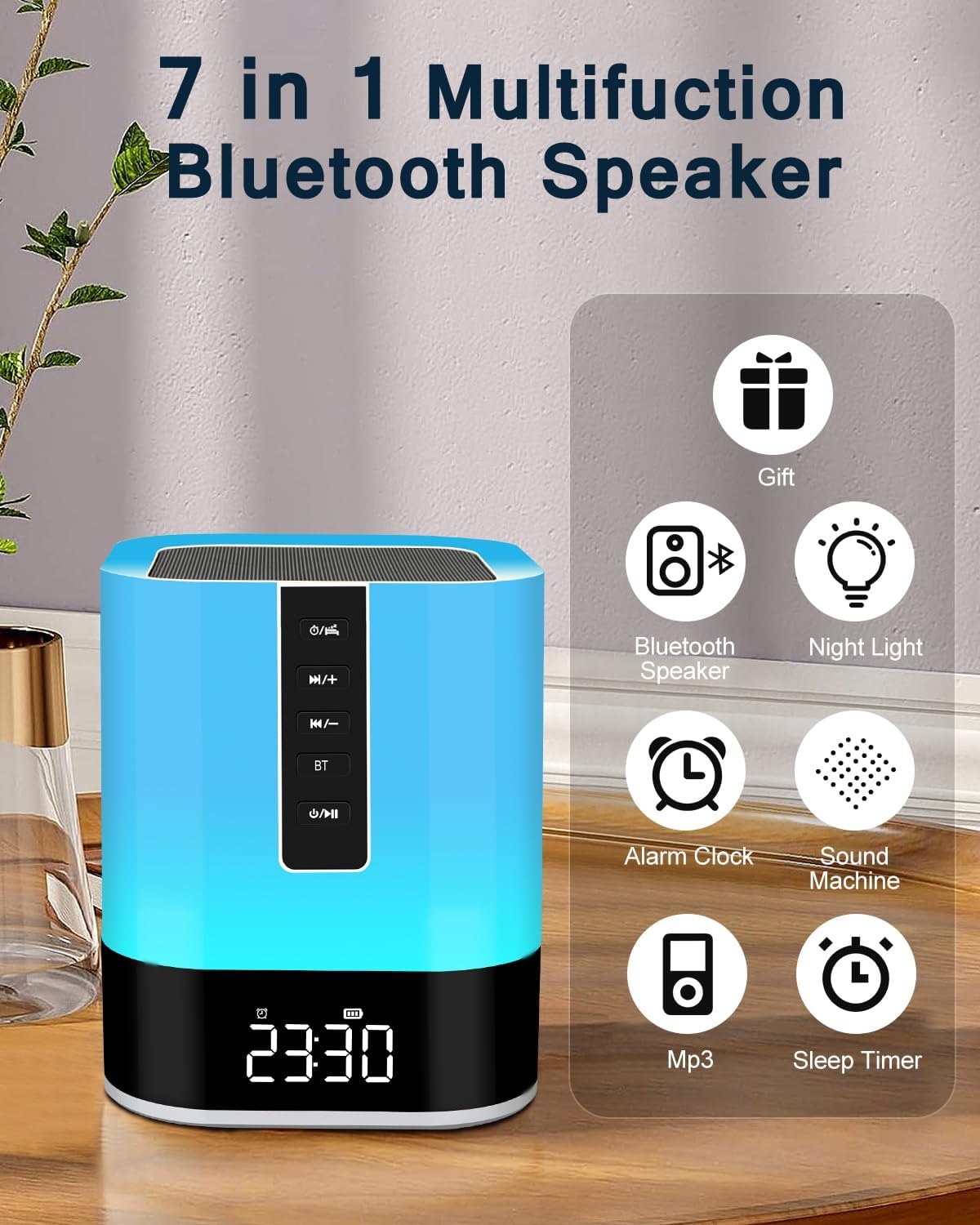 Kinderwekker Nachtlampje LED met Bluetooth Luidspreker - 29% Korting